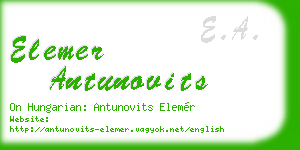elemer antunovits business card